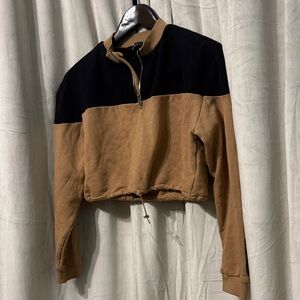 AKIRA Black and Tan Colorblock Sweatshirt